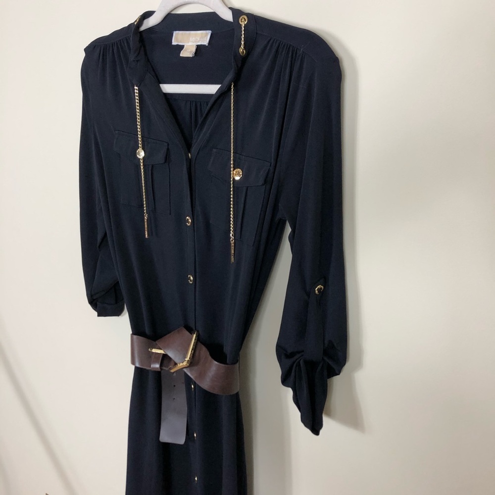 Michael Kors Shirt Dress | Gold Details and Belt‎